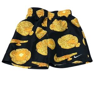 Nike Kids Swim Shorts Waffle Print Black Yellow Size 5
